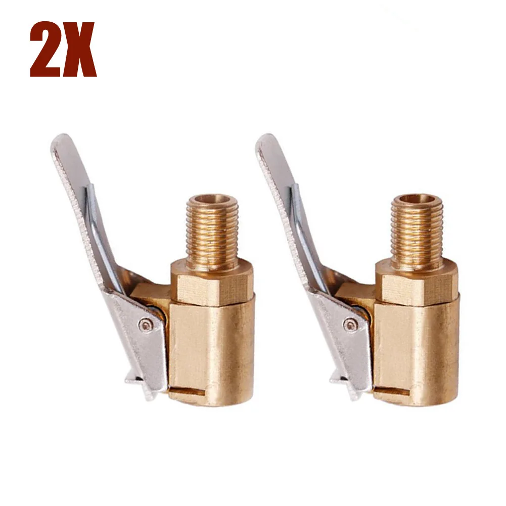 

Durable New Practical Replacement Tyre Valve Inflation Clip-on 2pc Copper Inflator Pump Quick Release Tire Inflation