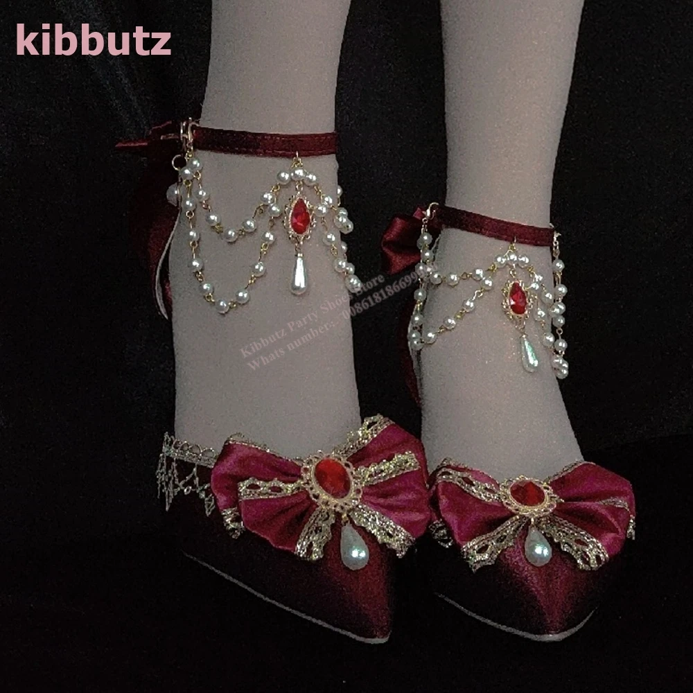 Туфли-лодочки с кристаллами и жемчугом бархатные туфли острым носком тонким