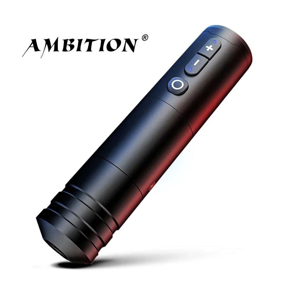 Ambition Ninja Professional Wireless Tattoo Pen Machine 4mm Stroke Powerful Coreless DC Motor Digital Display for Artist Body