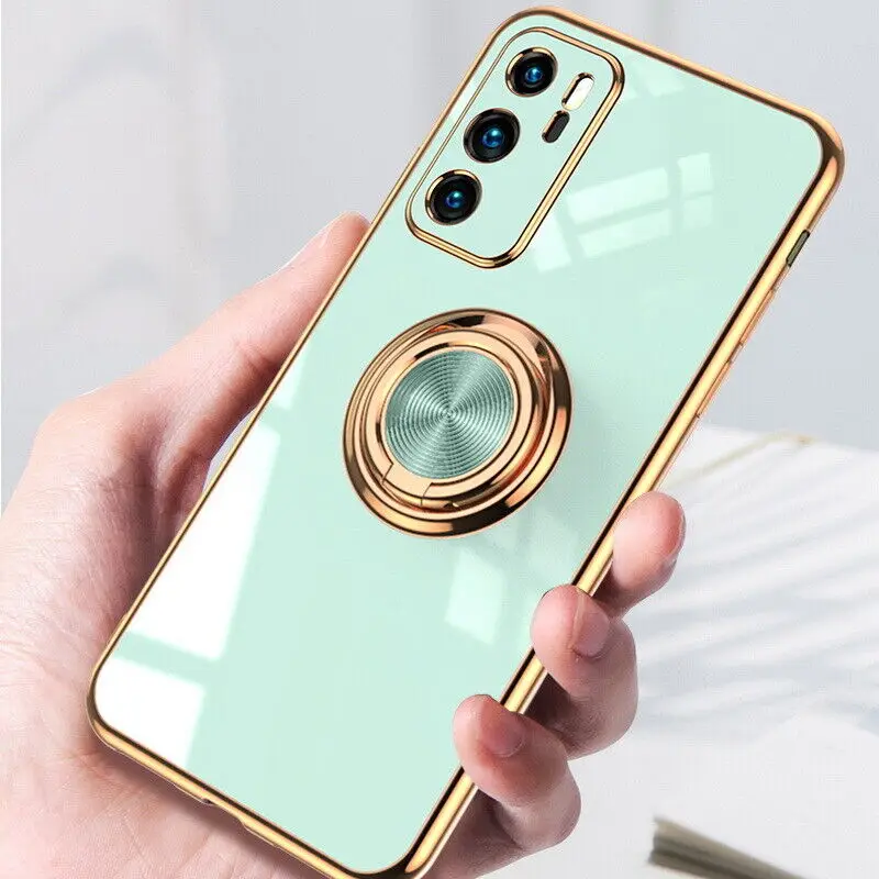 

Electroplated Magnetic Stand Holder Case For Huawei P40 P30 Pro P20 Mate 40 30 20 Nova 6 7 SE Honor V30 30S Silicone Soft Cover
