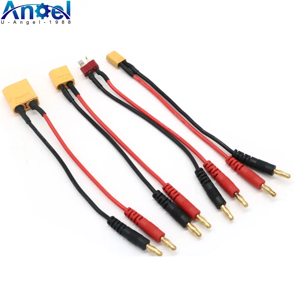 

20CM XT30 XT60 XT90 T Plug Charge Lead to 4.0mm Banana Plugs Charge Cable Silicone Wire 14AWG For Lipo Battery