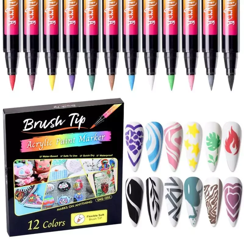 

NEW Nail Art Graffiti Pen 12 Colors Drawing Waterbase Marker Pens Set For Nail Art Design Practical Nail Art Tools For DIY Flowe