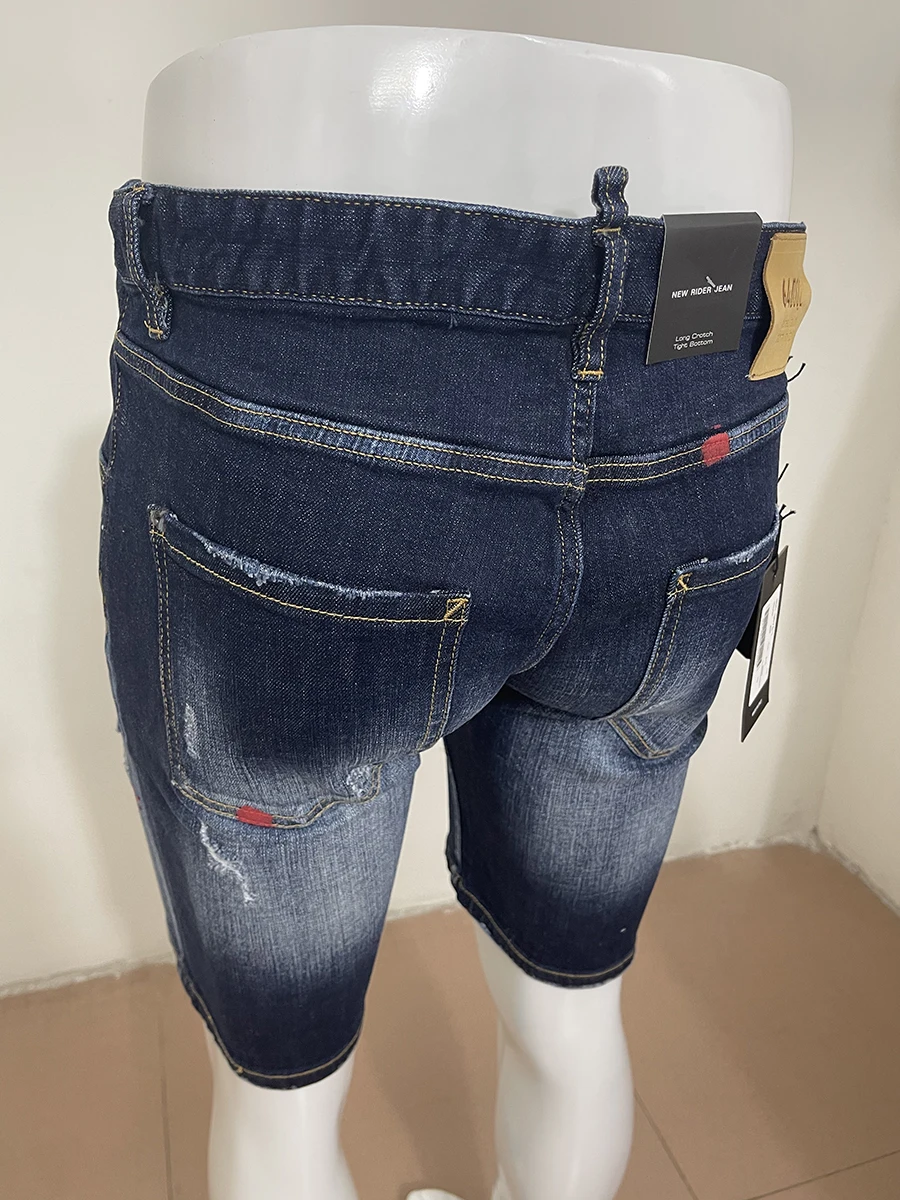 Summer 2023 new denim shorts man D2 jeans dark blue micro-spring wash daily simple paint point fashion