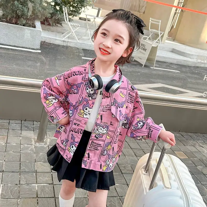 Милая куртка Kuromi Kawaii Sanrio повседневная одежда подарки для детей аниме пальто с