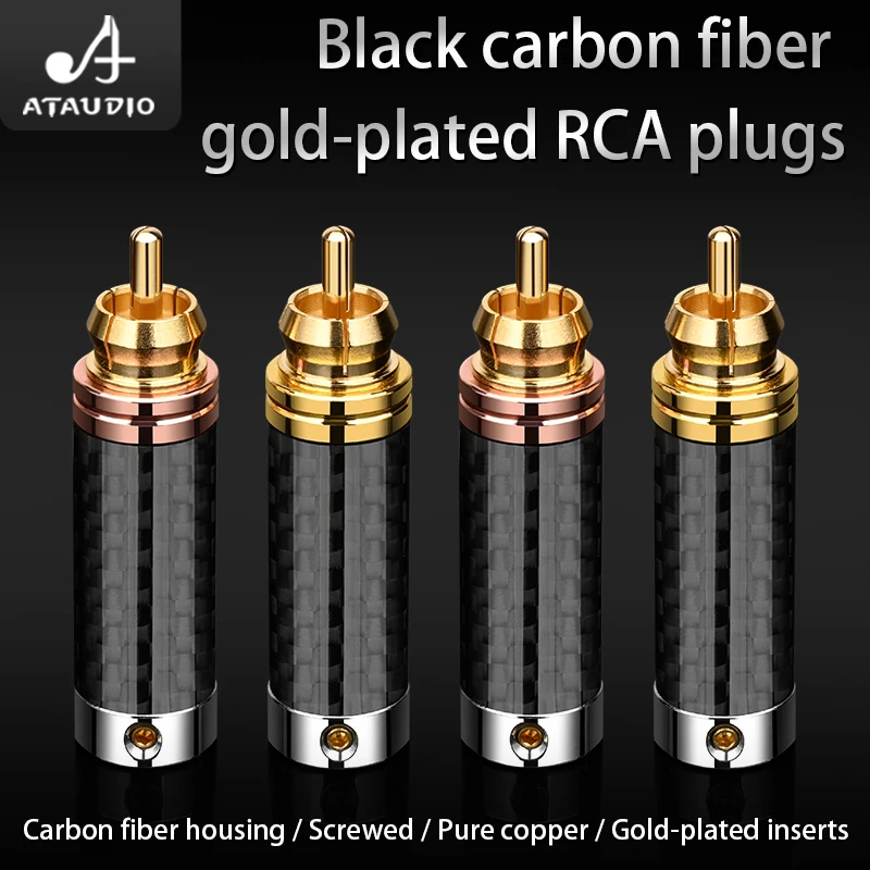 

4 шт. Hifi RCA штекер, высококачественный позолоченный RCA разъем из углеродного волокна, штекер для самостоятельного изготовления аудиокабеля ...