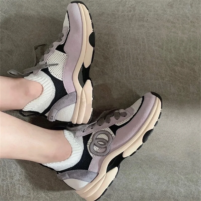 

Chance Luxury Casual Sneaker for Women Luxury Brand Genuine Leather Lace up Classic Female Diamond Running Shoes