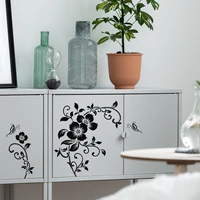black wall stickers flowers decal interior decorative self adhesive vinyl wallpaper home live room furniture pvc design