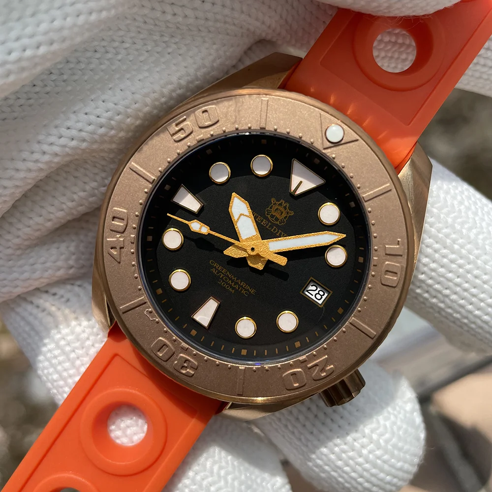 

Часы STEELDIVE Мужские механические, бронзовые, водостойкие, 200 м