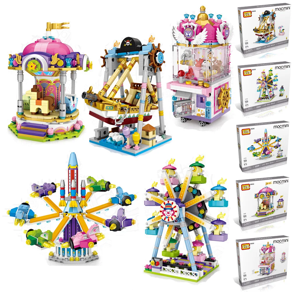 

LOZ Blocks Amusement Park Building Bricks Bumper Cars Game Machine Model Corsair Kids Abyss Turbo Drop Toys For Children 1727