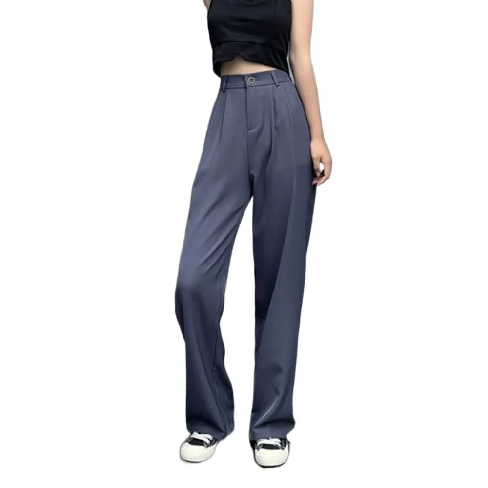 

Office Suit Pants For Woman Straight Harajuku Formal High Waist Wide Leg Pants Women's Casual Trousers Elastic Waist Work Pants