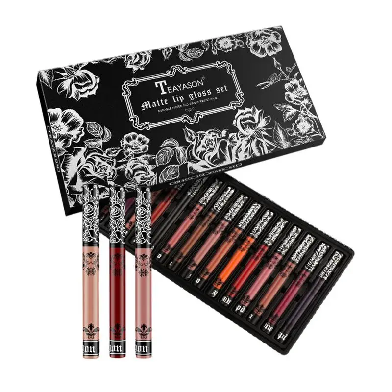 

Набор матовых жидких помад, не выцветает, блеск для губ, антипригарная чашка, долговечная Матовая жидкая помада, макияж, подарок для девочек