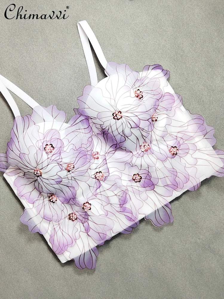 

All-Match Beaded Lotus Short Stitching Sling for Female 2022 Autumn New Fashion Chest Pad Detachable Shoulder Strap Sling Women