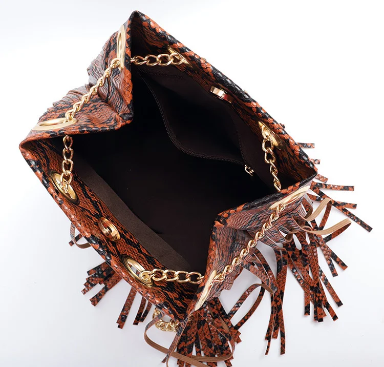 Bag For Women 2023 Trend  Luxury Designer Handbag Snake Chain Tassel Bucket Bag Single Shoulder Crossbody Large Eyes Women's Bag