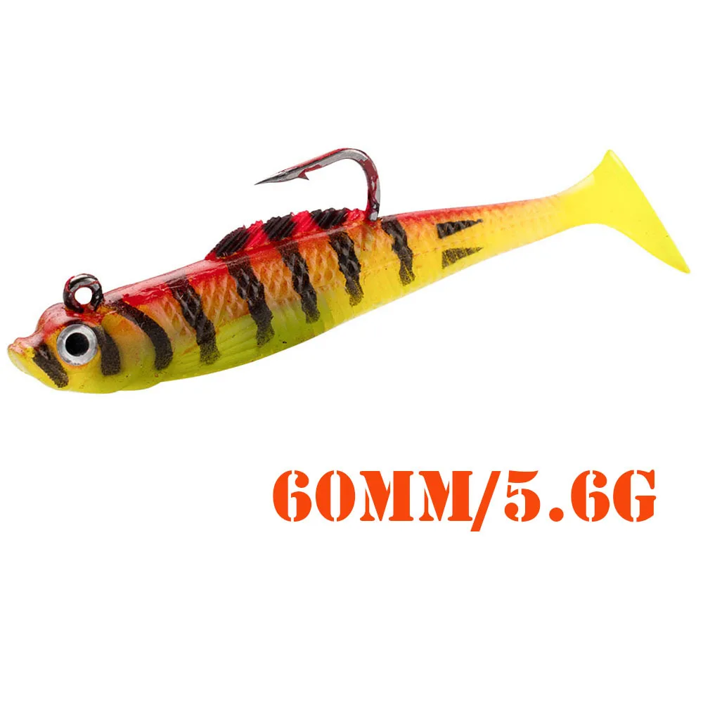 

Go-again 6cm5.6g T-tailed lead wrapped lure bionic single hook fish with weighted full swim soft lure bucktail bass lure