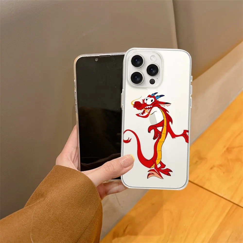 Чехол для телефона MINISO Disney Mulan Mushu Dragon iPhone 15 14 13 12 11 Mini Pro Max X XR XSMax 7 8 Plus SE20 прозрачный