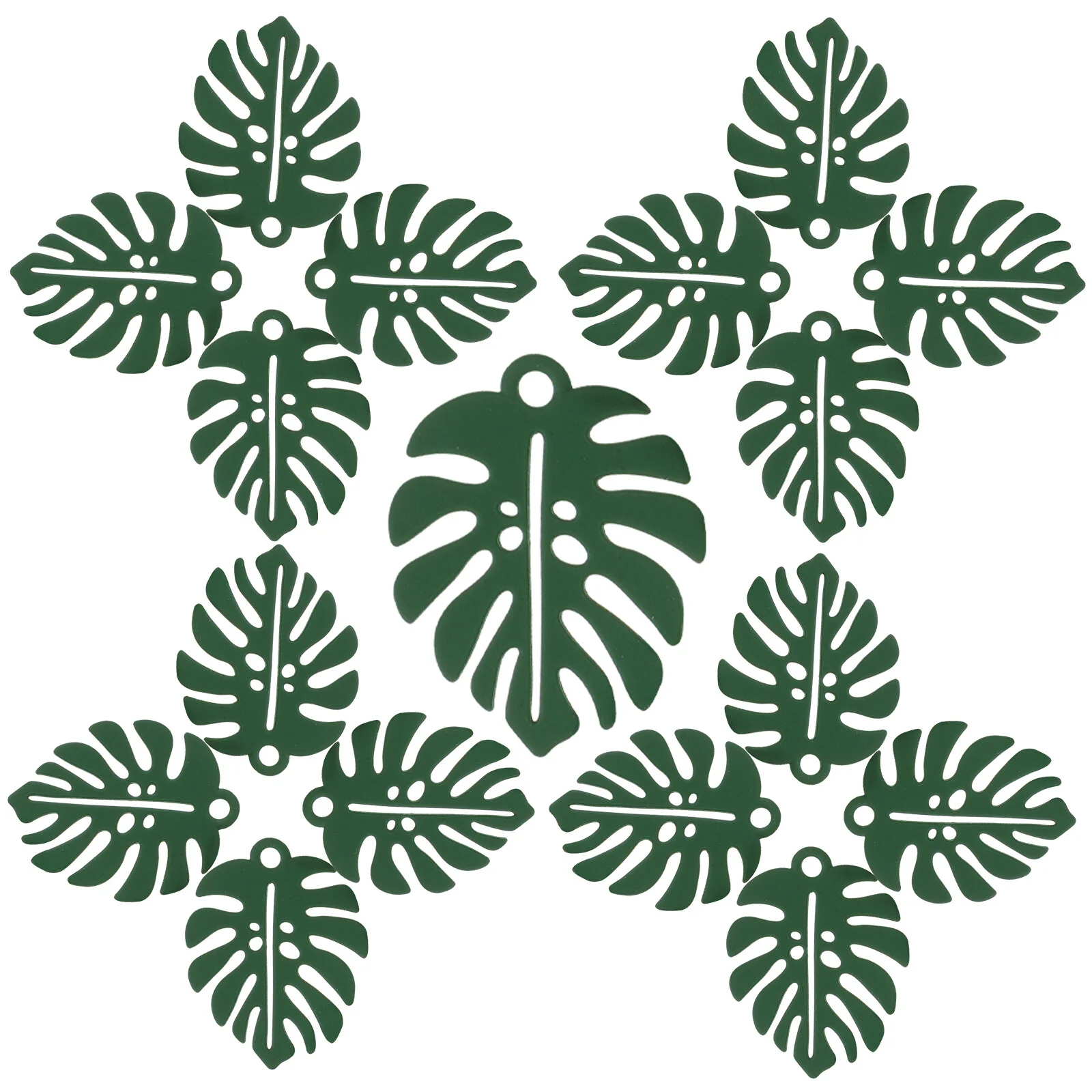 

50 Pcs Palm Leaf Decor Pendant Hanging Charms Handmade Jewelry Accessories Leaves 2.1X1.6cm Fake Room Green Alloy DIY