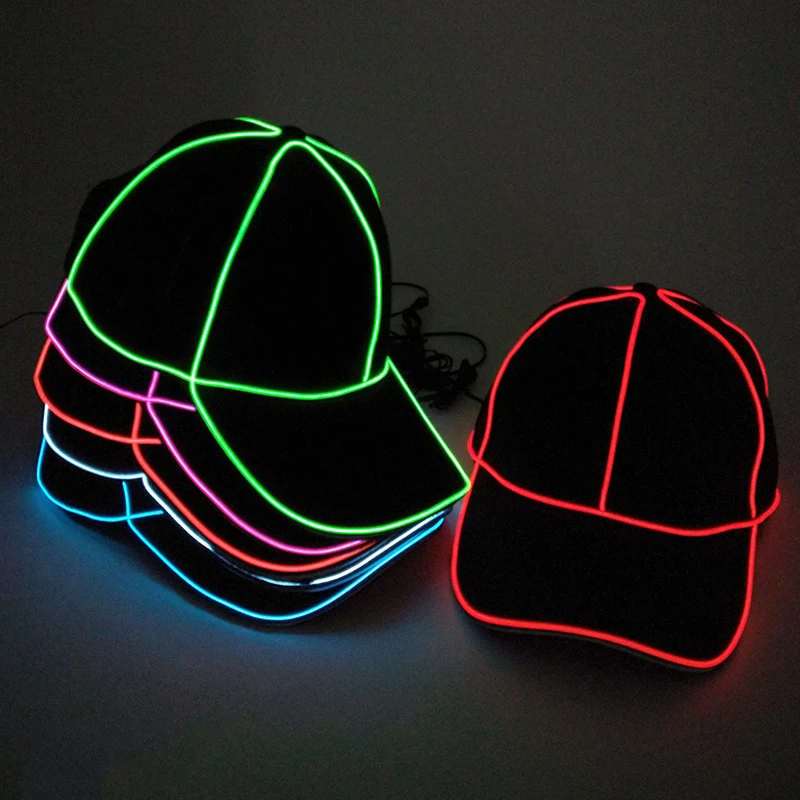 Фото Модная мигающая бейсболка со светодиодной подсветкой Glow Club Party Hip Hop Черная дорожная шляпа KTY Bar Party Спортивные забавные кепки для мероприятий №1