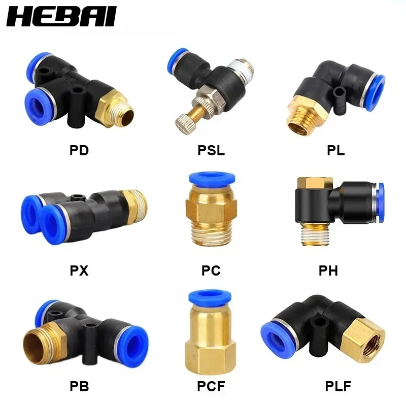 HEBAI Пневматический воздушный соединитель Фитинг PC PCF PB PD PL PLF PX PSL PH 4 мм 6 8/10 Резьба