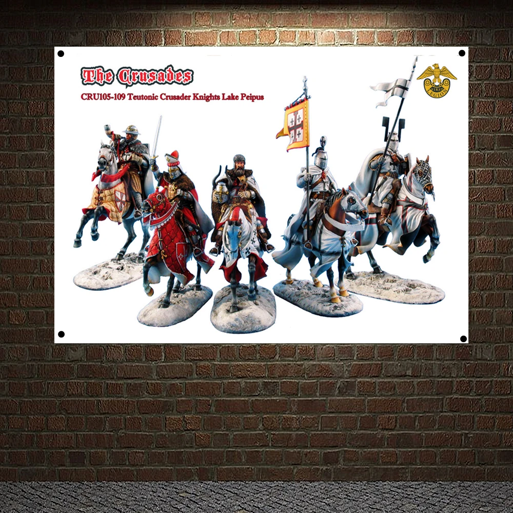 

Knights Templar Art Banners Vintage Medieval Warrior Crusader Posters Wall Art Flags Mural Canvas Painting Home Decoration