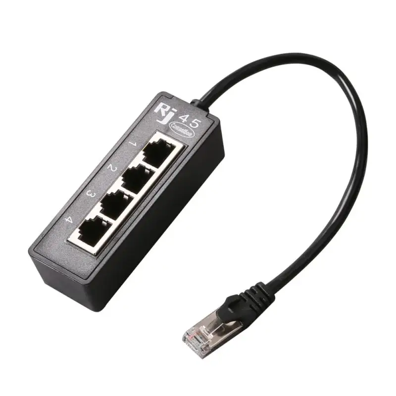 Разветвитель Кабеля Ethernet RJ45 1 штекер-4 гнезда для порта Cat LAN аксессуары