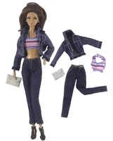 jeans style 16 bjd clothes for barbie doll clothes denim coat jacket vest top trousers pants outfits for barbie accessories toy