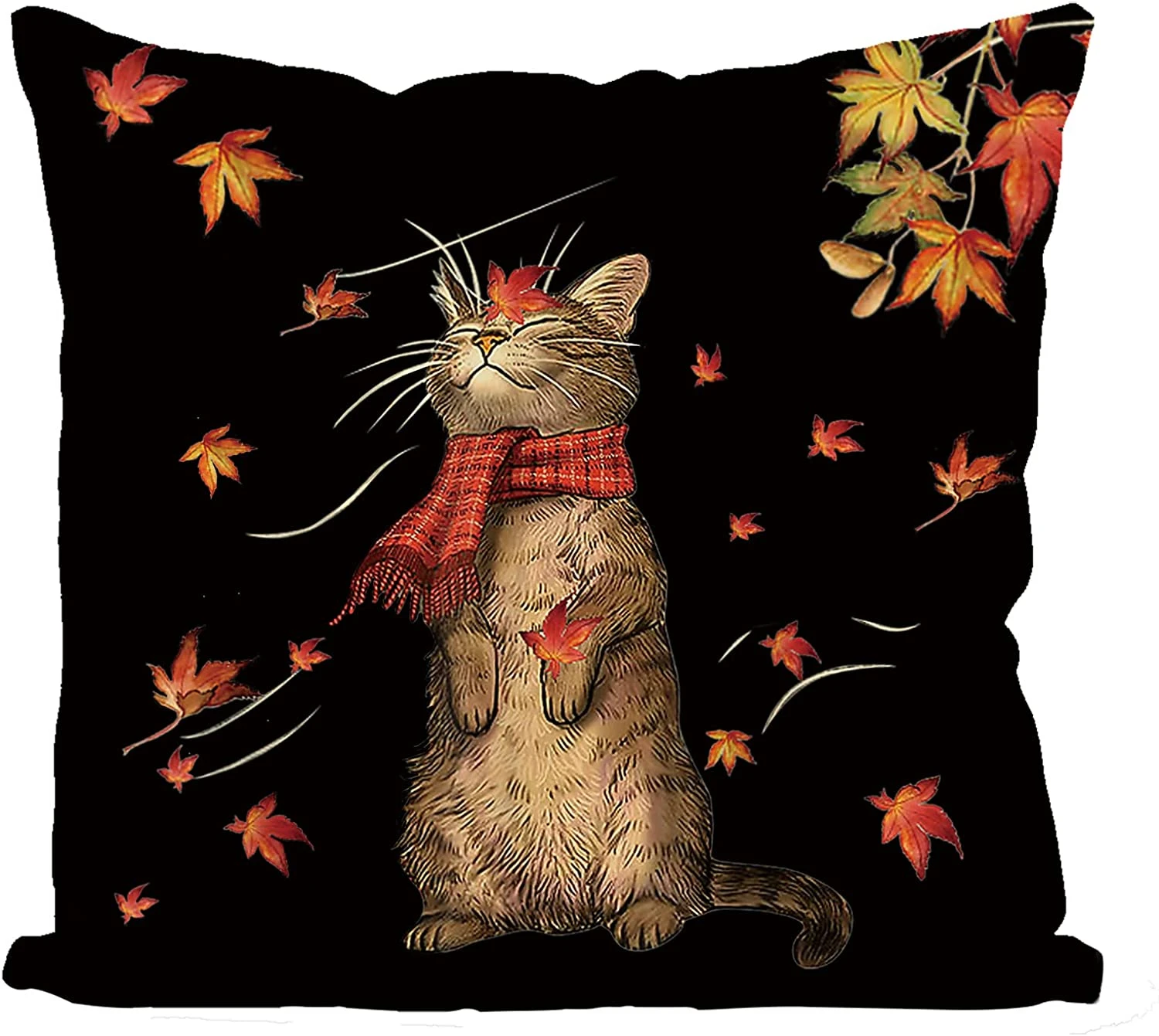 

Милые осенние наволочки для подушек в виде кота, наволочка в виде кленового листа для подушки, осенняя мягкая декоративная подушка для дома в стиле сельского дома