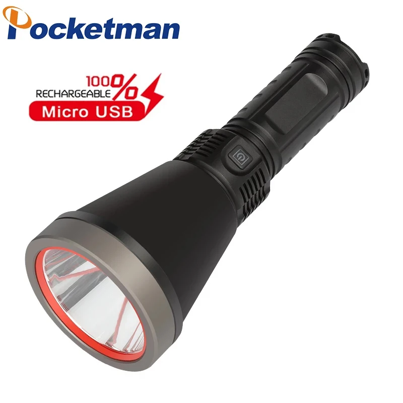 Ultra Bright LED Flashlight 6 Modes Type-c Rechargeable Waterproof Torch White Long Shot Aluminum alloy Camping Outdoor Lantern