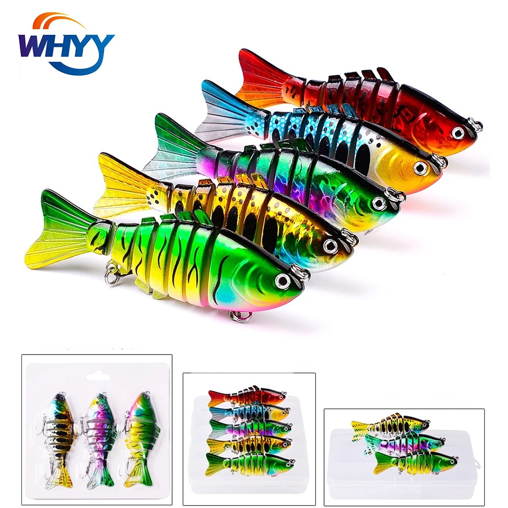 

WHYY 3/5pcs/box Swimbait Wobblers Pike Fishing Lures 9cm Artificial Multi Jointed Sections Hard Bait Trolling Carp Fishing Tool
