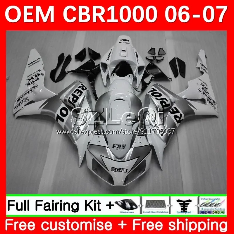 

Repsol белая инъекция OEM для HONDA 1000CC CBR-1000 CBR1000 CBR 1000 RR CC CBR1000RR 06 07 1000RR 2006 2007 комплект обтекателей 50LQ.13