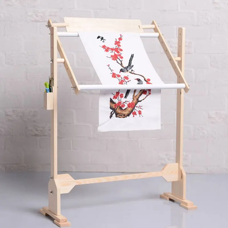 

Home Solid Wooden Cross Stitch Frame Rack Desktop Embroidery Floor Stand Adjustable for DIY Sewing Handmade Tools Accessories