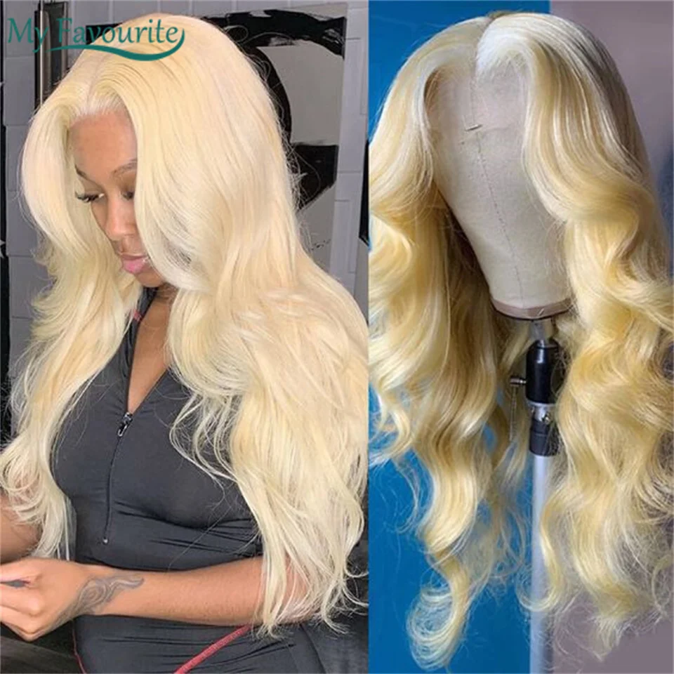 Ash Blonde Human Hair Wigs 613 Brazilian Body Wave Human Hair Wigs Hairline13X4 Full Lace Wig Can Be Dyed Pre Plucked For Women