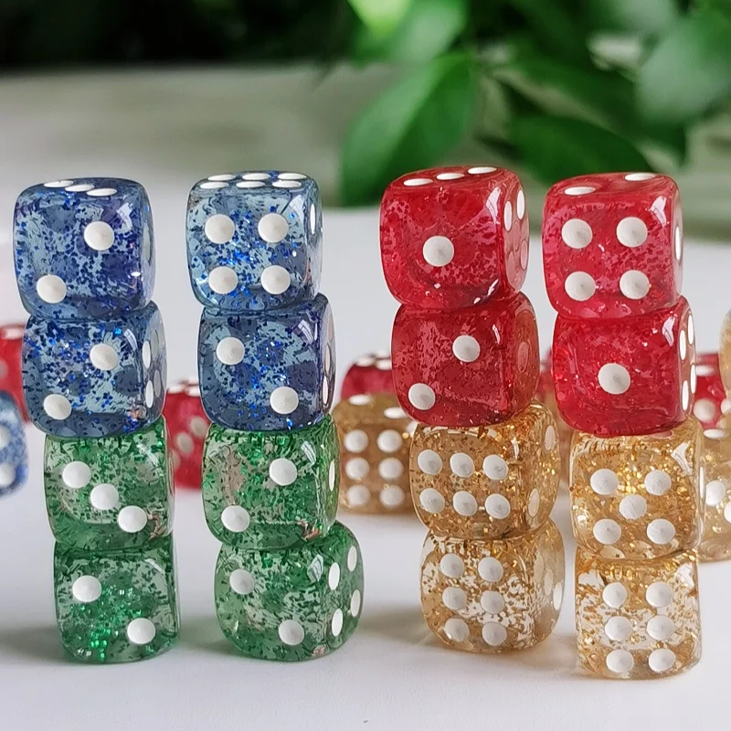 Фото Набор из 10 шт. блестящих кубиков в роликах D6 6 граней 12 мм Casino Game Dice D6 Мини-кубики в сумке OPP для настольной настольной игры №2
