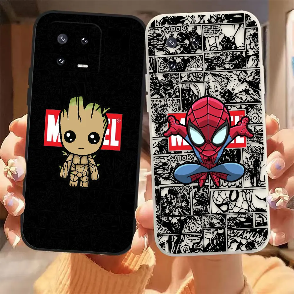 

Marvel Groot Spider-Man Phone Case For Xiaomi 13 12 12S 11 11T 10 10S 9 9SE 8 8SE Pro Ultra Lite Colour Liquid Case Funda Shell