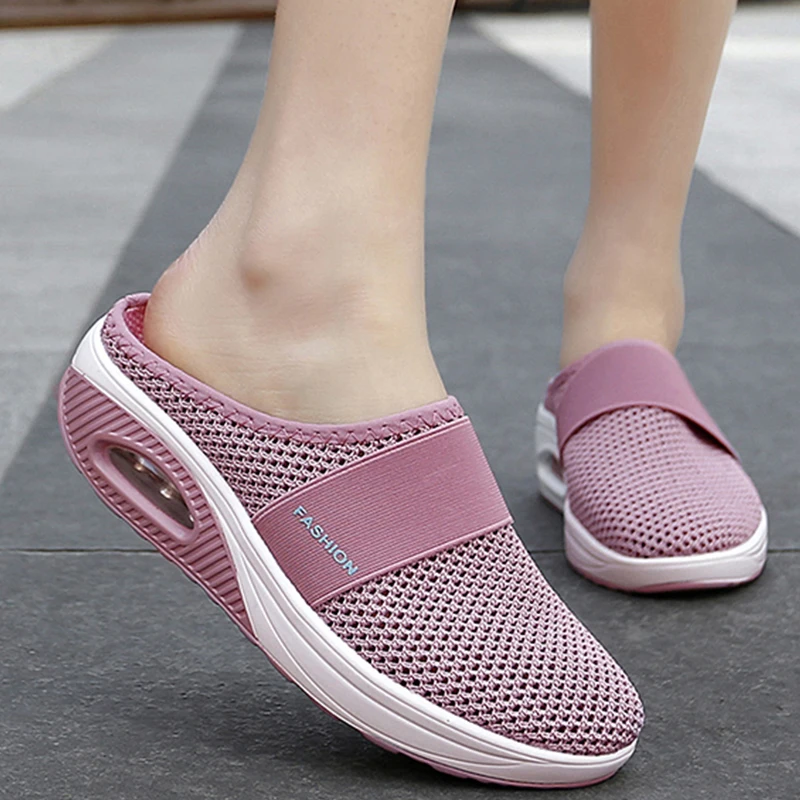 

Women Slippers Sandals loafers Summer Platform Mules Slides Women Breathable Mesh Flat Shoes Flip Flops Zapatos Mujer