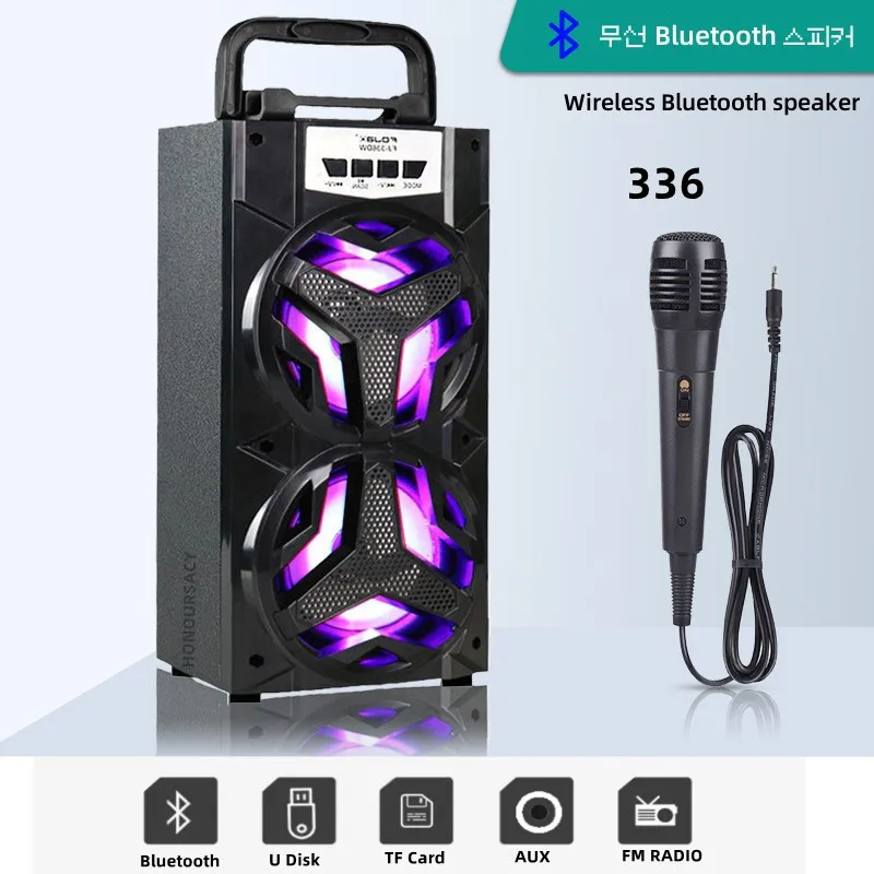 

10W Karaoke Outdoor Portable Sound Box Speaker Wireless Large Home Theater Bluetooth Party Speakers With Wired Microphone