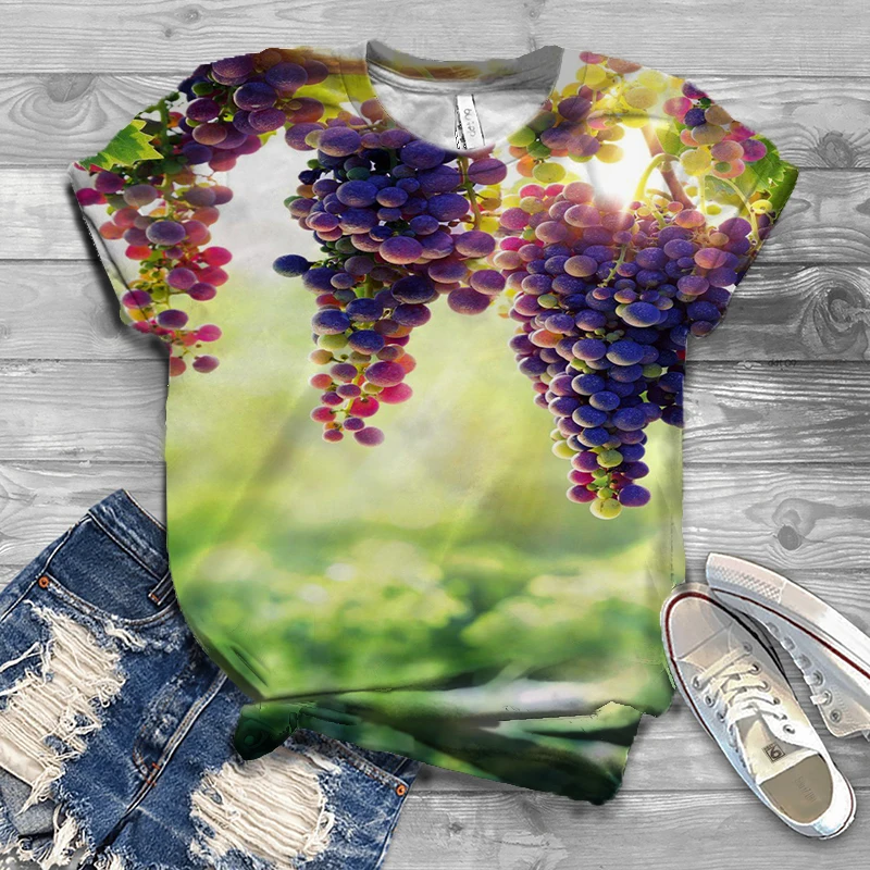 

Fruit Bird 3D Printing T-shirt Female O-neck Short-sleeved T-shirt Kiwi Pattern T-shirt Hip-hop Street T-shirt Female 2022