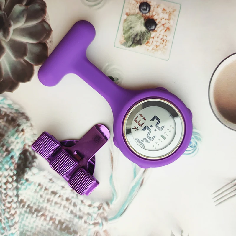 Silicone Digital Nurse Watch+Pen Holder Black Fob Pocket Doctor Clocks White Medical Lapel Brooch Clock Hospital Gift 2pcs