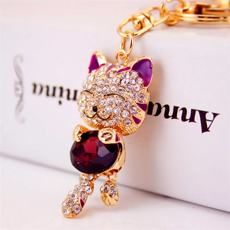 

Zircon Crystal Key Chain Pendant Cat Car Bag Korean Luxury Rhinestone Accessories Fashion Jewelry