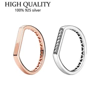 new fit original luxury real 925 sterling silver pan ring for women rose gold crystal couple rings diy fashion wedding jewelry