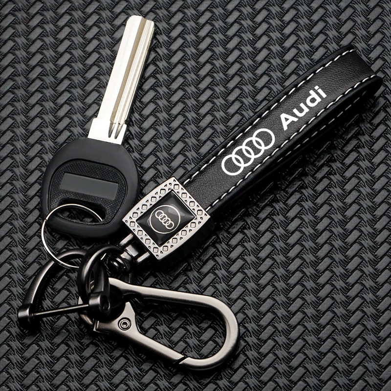 

Leather Car Keychain 3D Metal Horseshoe Buckle Keyring Key Chain Gifts Accessories For Audi A4 B5 B6 A3 8P 8V 8L A5 A6 C6 C5 A1