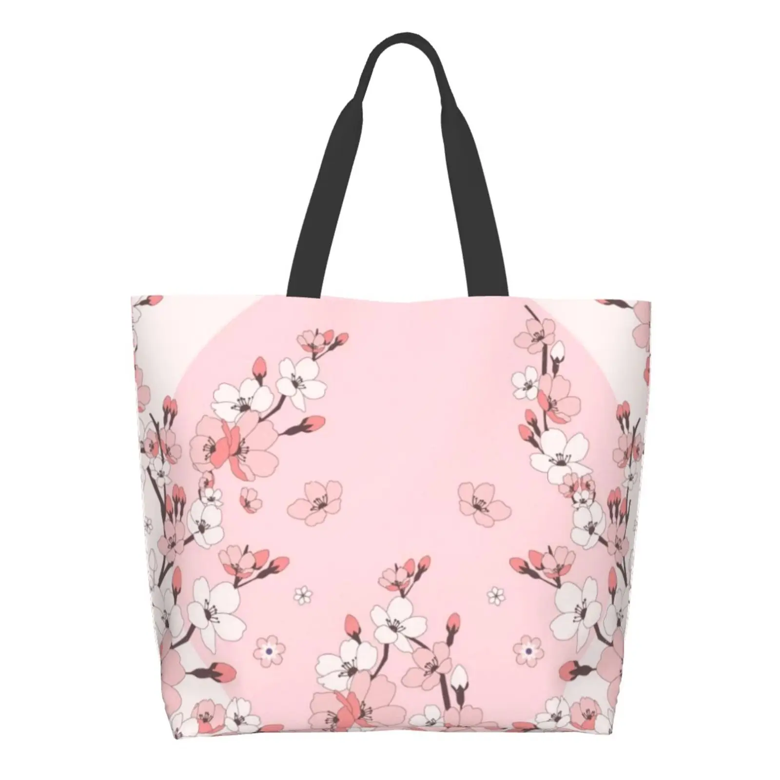

Reusable Shopper Sack Shoulder Canvas Shopping Bag Tote Bag for Women Beach School Casual Large Shopping Bags Kawaii Cute Flower