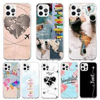 silicone case coque for iphone 13 pro max 11 12 pro xs max x xr 7 8 6 6s plus se 2020 world map back cover funda