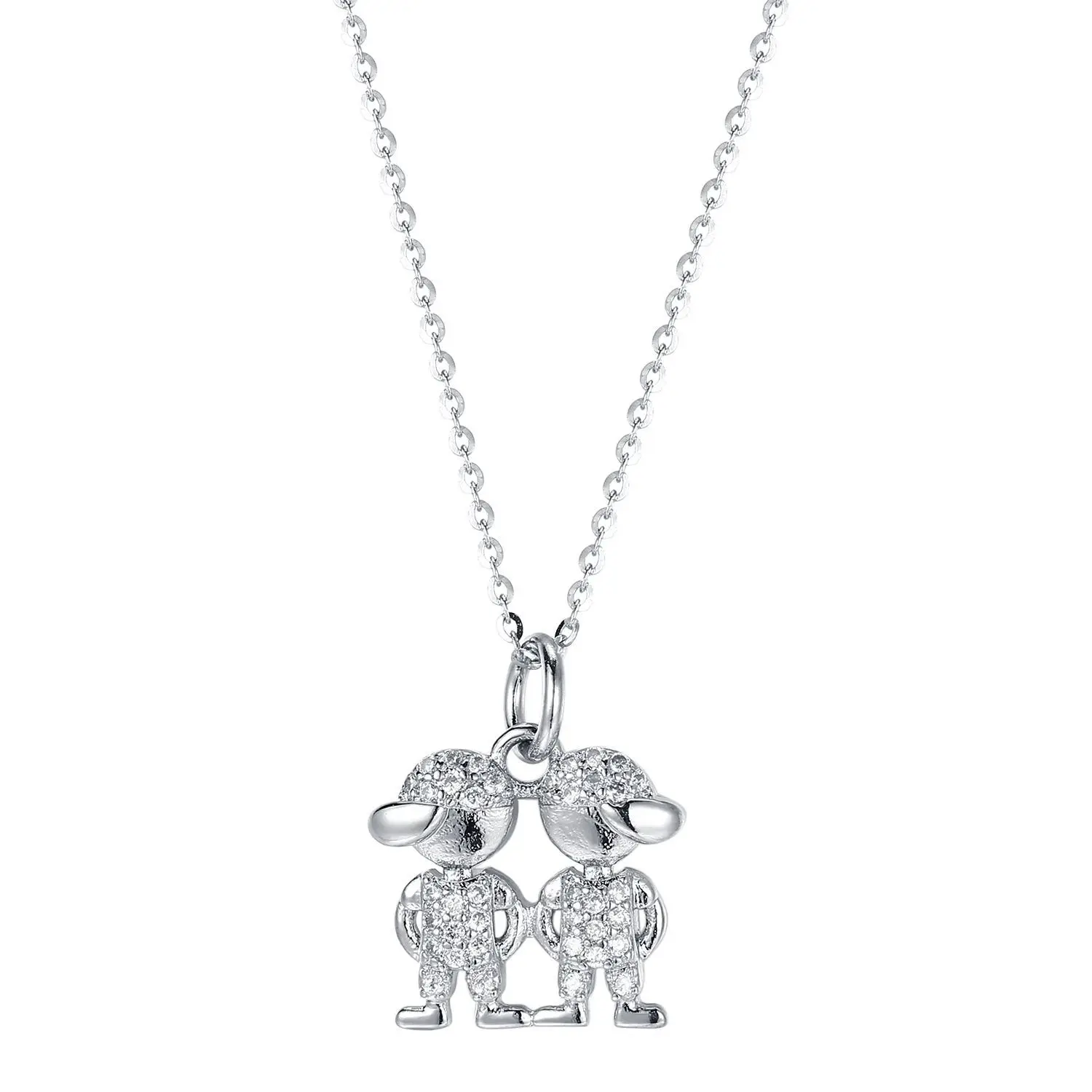 

Hot selling 925S sterling silver cartoon hat, little boy with diamond pendant, collarbone chain design, gift, female necklace
