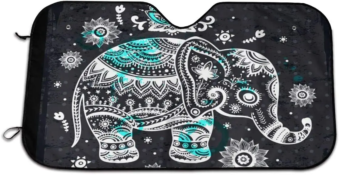 

Foruidea Vintage Indian Lotus Ethnic Elephant Car Windshield Sun Shade Auto Sunshade for Car Truck SUV-Blocks Uv Rays Sun Visor