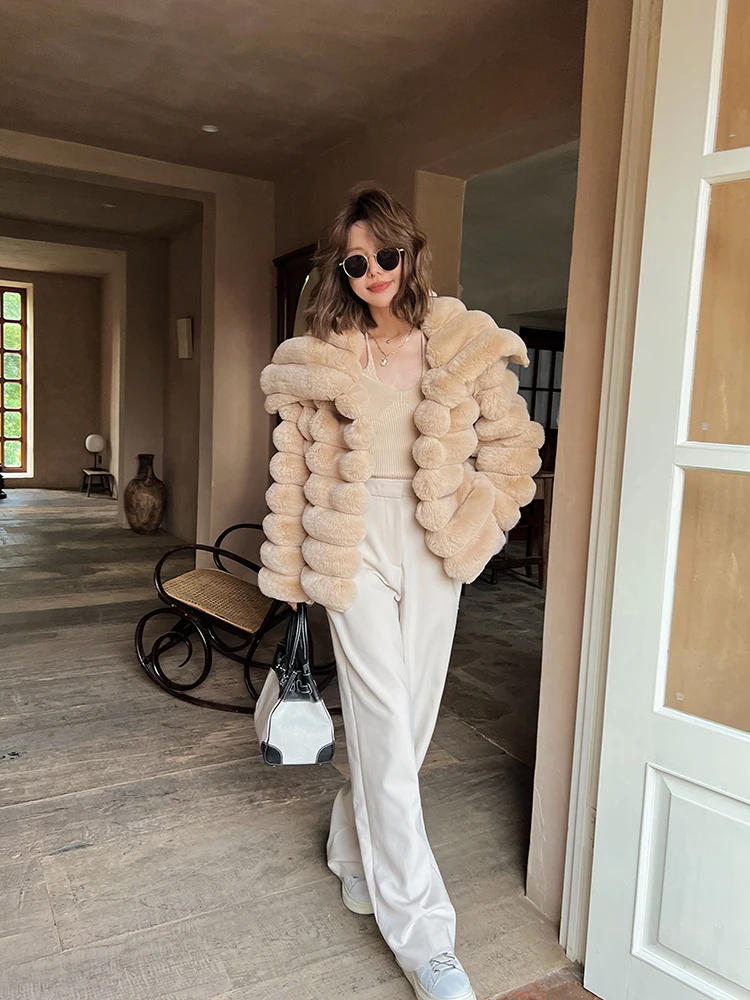 Nagodo Faux Fur Coat Women 2022 Autumn Winter Lapel Collar Fashion Thick Warm Short Fluffy Coat Ladies Fur Furry Jacket