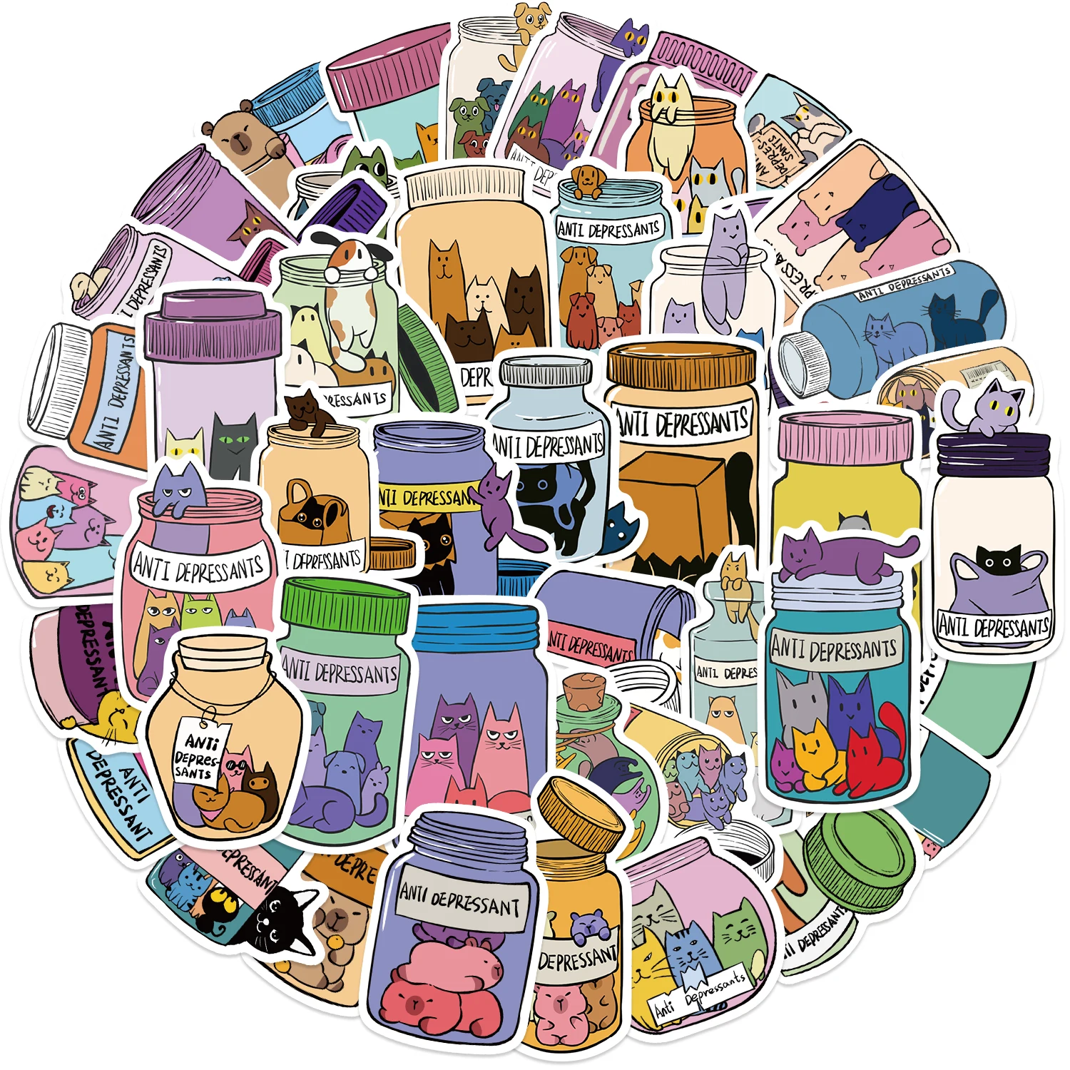 50 шт. антидепрессионные наклейки с кошками и животными сделай сам телефон гитара