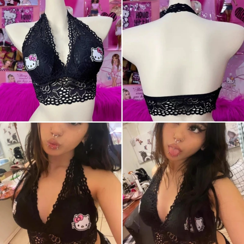 

Женский бюстгальтер с вышивкой Y2K, летний кружевной бюстгальтер с лямкой на шее, праздничный подарок для девушек