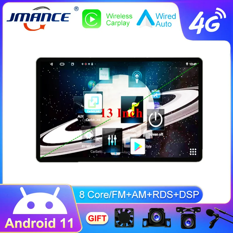 

Автомобильный мультимедийный плеер, 13 дюймов, 6 ГБ + 128 Гб, Android 11