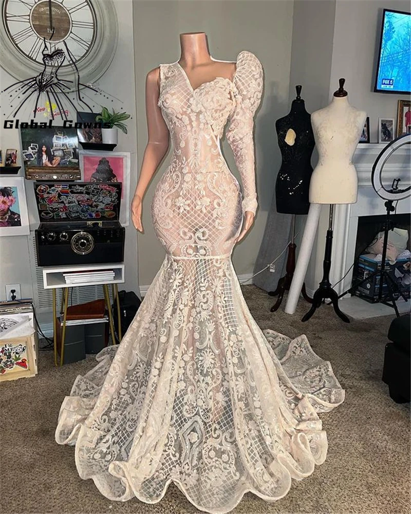 

Luxury Aso Ebi Mermaid Long Prom Dress Appliques Birthday Party Gown O Neck Graduation Dresses For Black Girls 2022 Robe De Bal