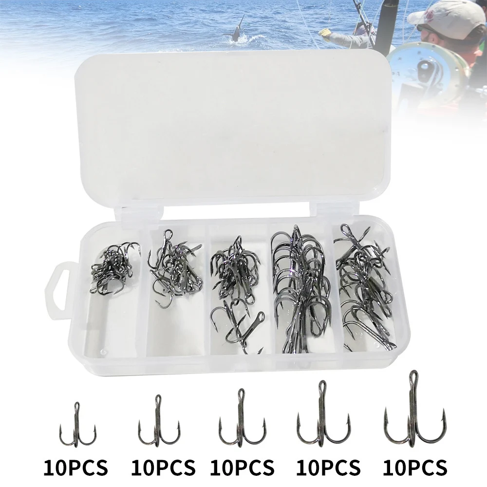 

50PCS Fishing Hooks Assorted 5 Sizes Good toughness